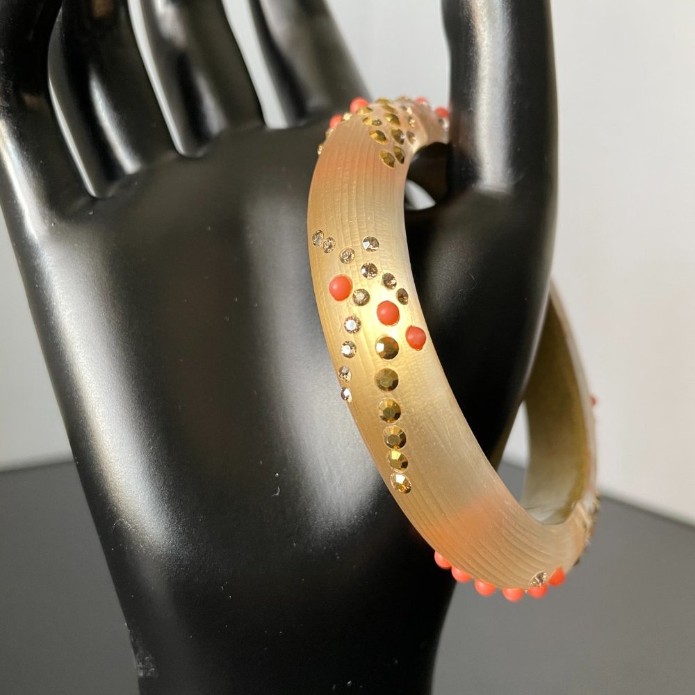 Alexis Bittar Gold Lucite Bracelet with Crystals